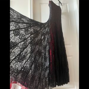 Beautiful velvet/floral lace piped gown